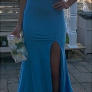 Runway Couture Prom Dress, Open leg and back, Dress fit to ground on a 5’7” Tall